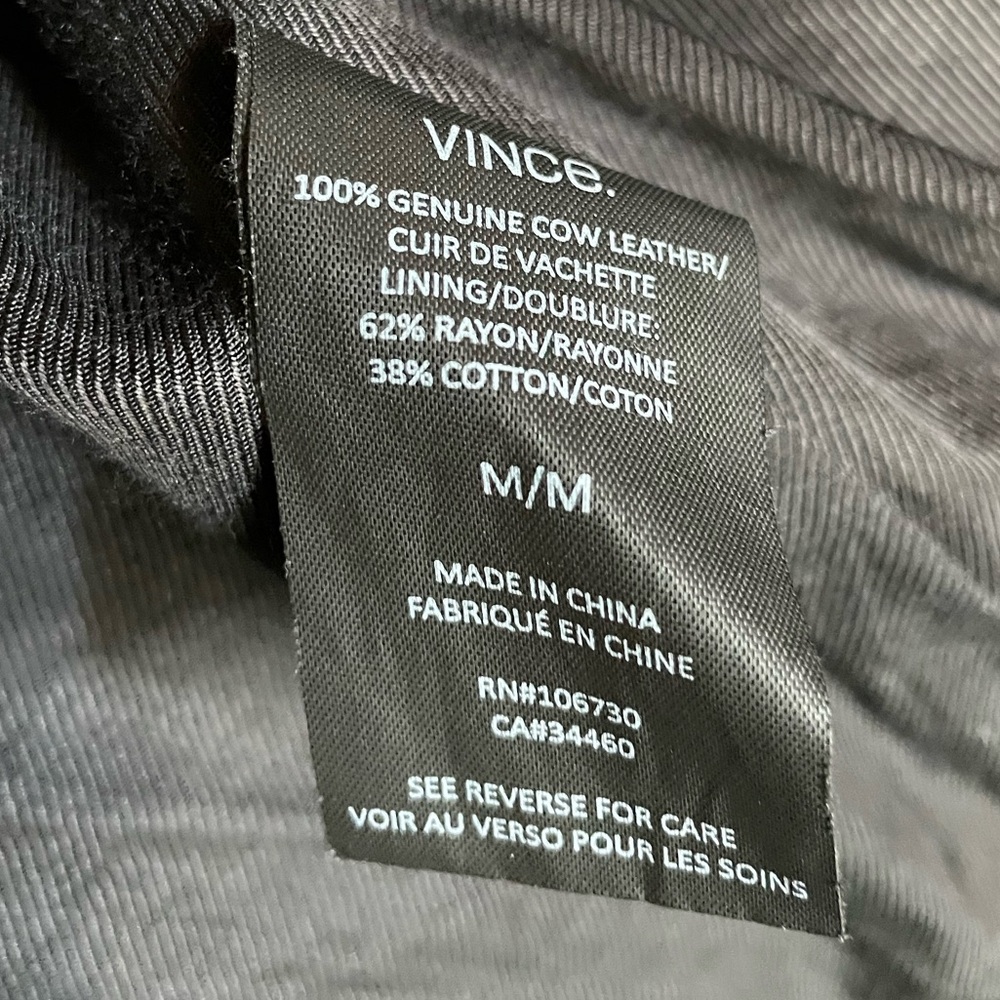 NEW VINCE Men’s Classic Black Leather Jacket Buttery Asymmetrical Moto Biker M - Picture 7 of 7